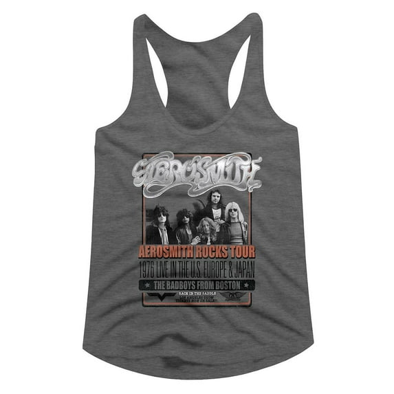 Aerosmith Badboys From Boston Graphite Heather Women's Racerback Tank Top L