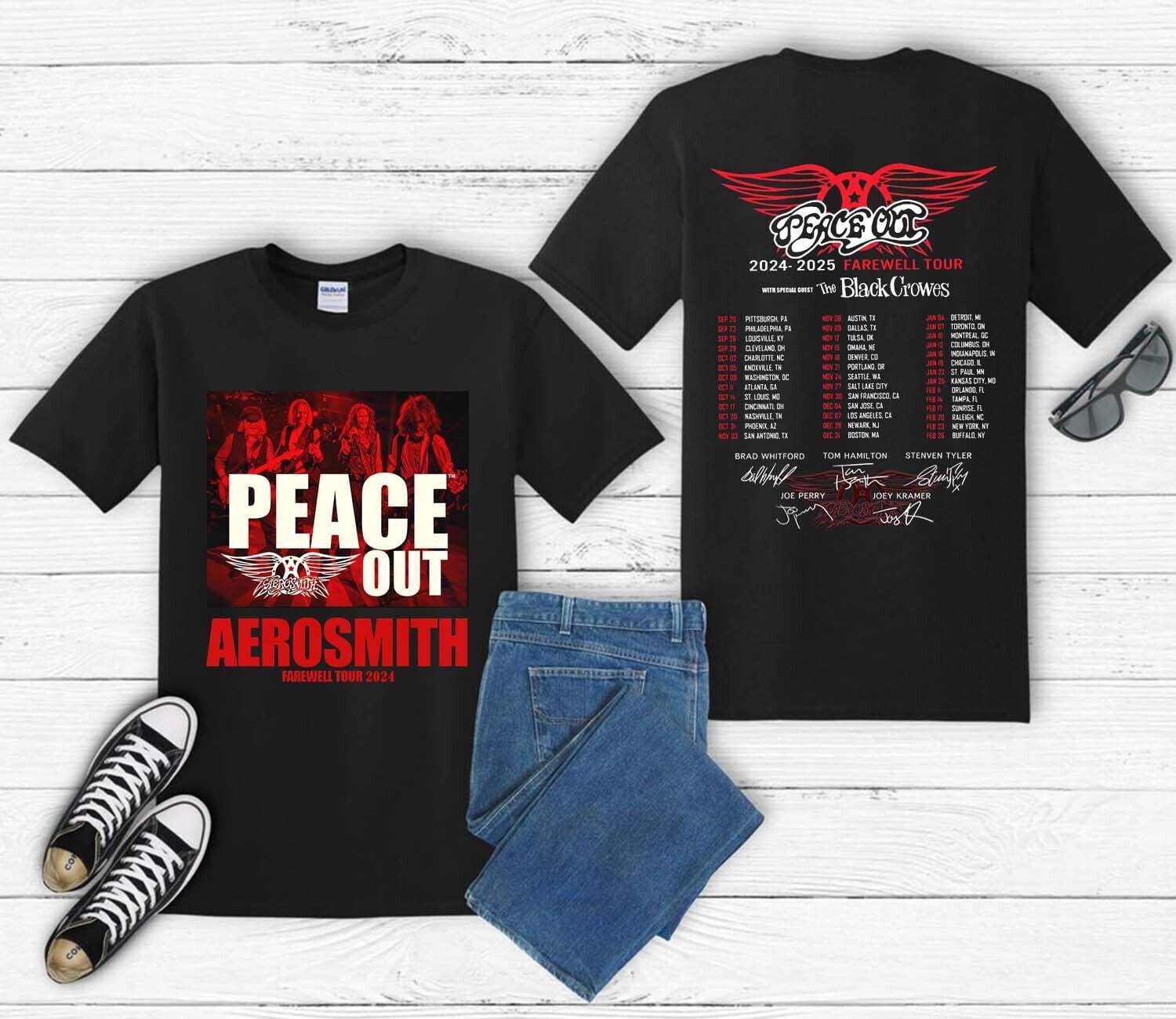 Aerosmith Band Peace Out Farewell Tour 2025 Signature TShirt