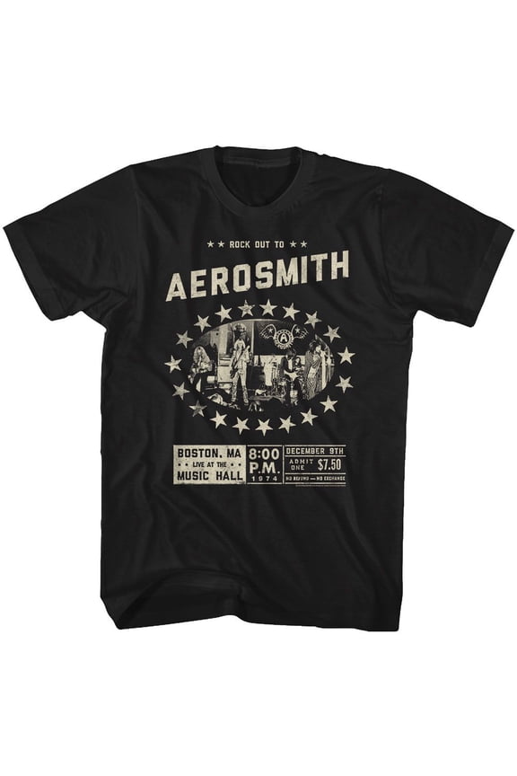 Aerosmith Boston Music Hall Black Adult T-Shirt L