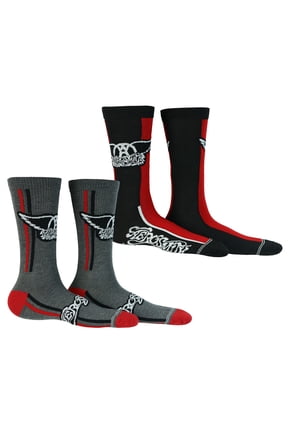 Aerosmith Crew Socks Men's Logo Stripe Design 2 Pair Adult Mid-Calf OSFM