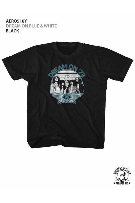 Aerosmith Dream On Blue and White Black Youth T-Shirt