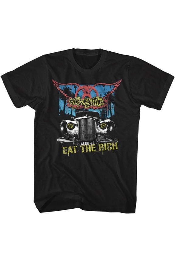 Aerosmith Eat The Rich Car Black Adult T-Shirt L