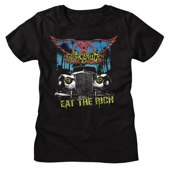 Aerosmith Eat The Rich Car Black Women's T-Shirt 2Xl