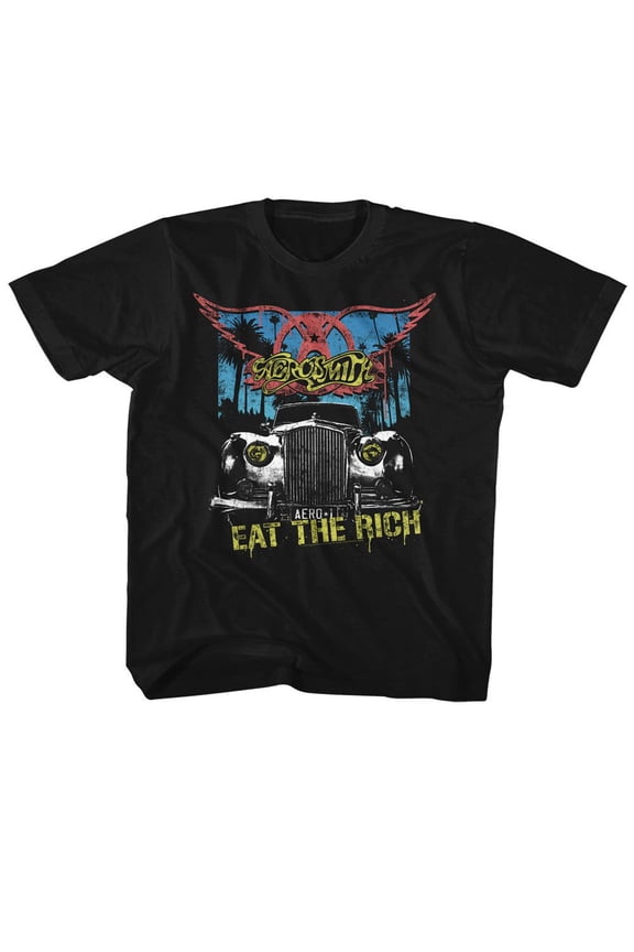 Aerosmith Eat The Rich Car Black Youth T-Shirt