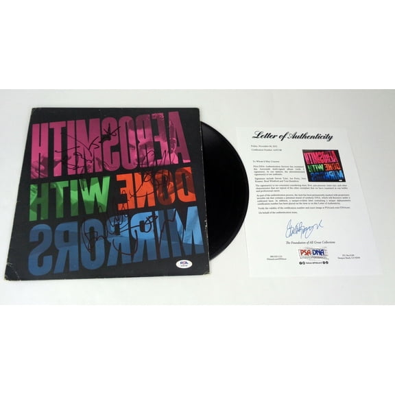 Aerosmith Entire Band Signed Autograph Done With Mirrors Vinyl Record Album PSA/DNA COA