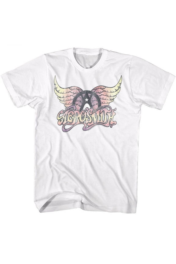 Aerosmith Faded Pinks White Adult T-Shirt L