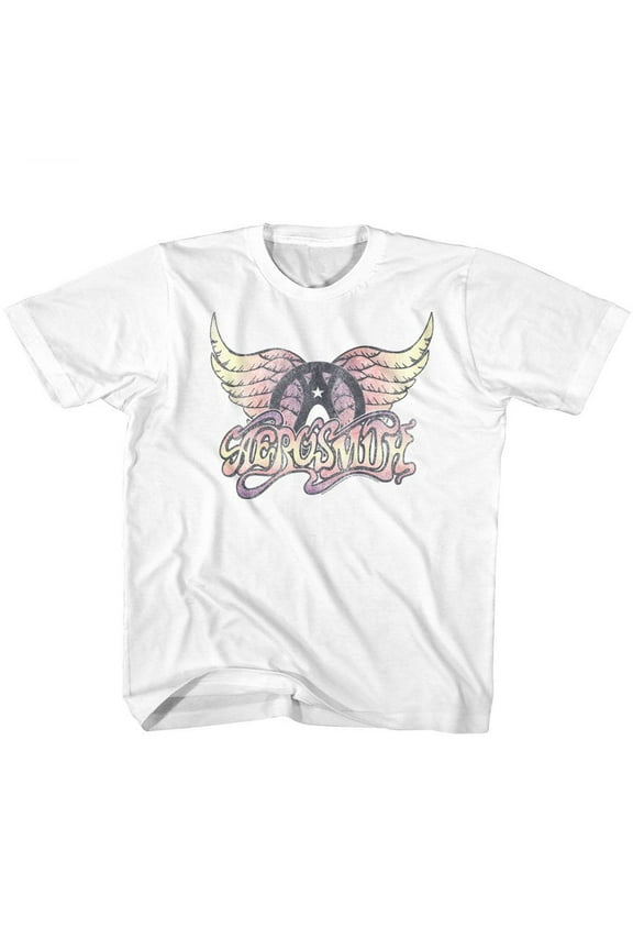 Aerosmith Faded Pinks White Youth T-Shirt M (10-12)