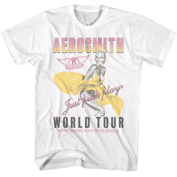 Aerosmith Just Push Play White Adult T-Shirt