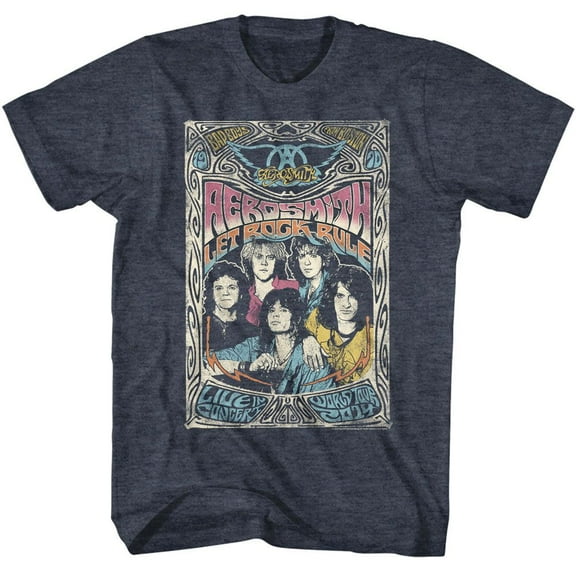 Aerosmith Let Rock Rule Navy Heather Adult T-Shirt L