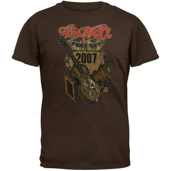Aerosmith Men's Distressed Sketch 07 Tour Soft Short Sleeve T Shirt