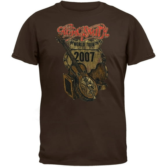 Aerosmith Men's Distressed Sketch 07 Tour Soft Short Sleeve T Shirt