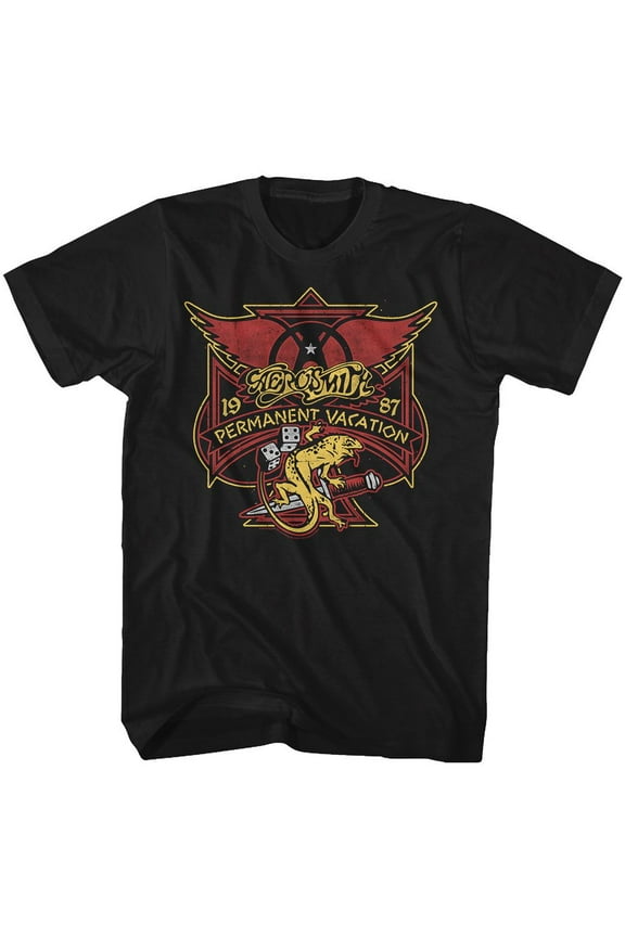 Aerosmith Perm Vacay Lizard Black Adult T-Shirt L