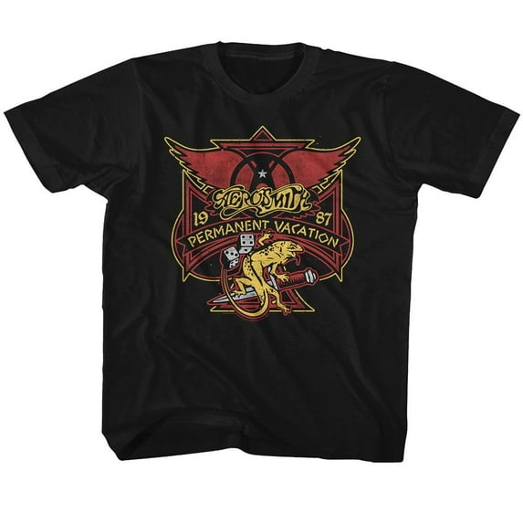 Aerosmith Perm Vacay Lizard Black Youth T-Shirt L (14-16)