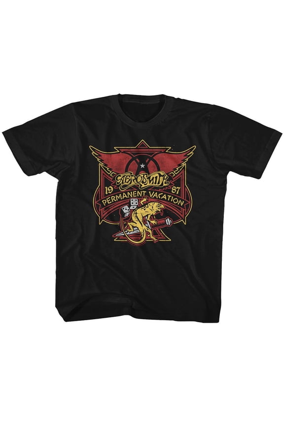 Aerosmith Perm Vacay Lizard Black Youth T-Shirt L (14-16)