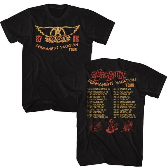 Aerosmith Permanent Tour 87-90 Black Adult T-Shirt