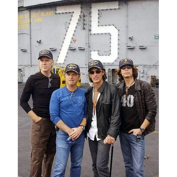 Aerosmith Steven Tyler Aboard USS Harry Truman Style - A - 12x18 Inch Laminated Poster - Stunning Detail and Bold Colors