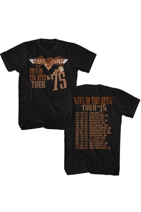 Aerosmith Tita Tour 75 Black Adult T-Shirt 2Xlt ***F&B***