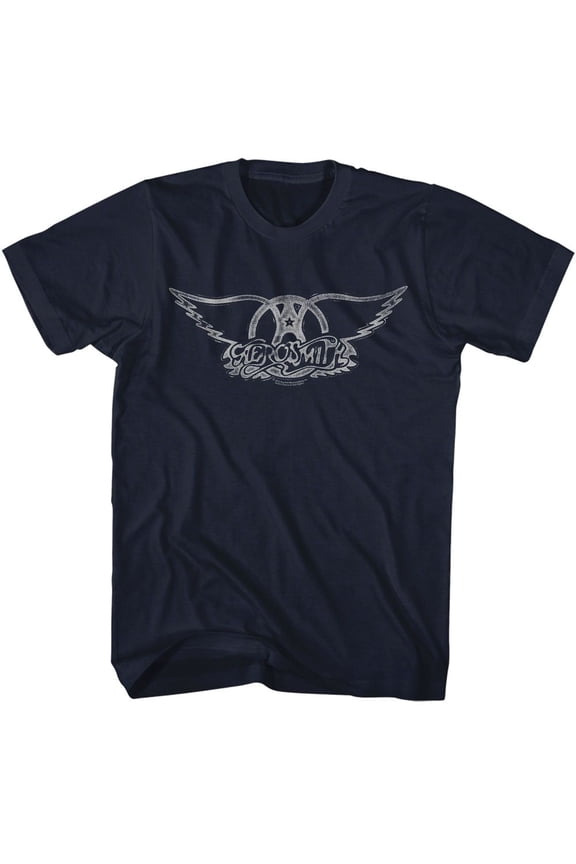 Aerosmith Wings Logo Light Navy Adult T-Shirt 4Xlt