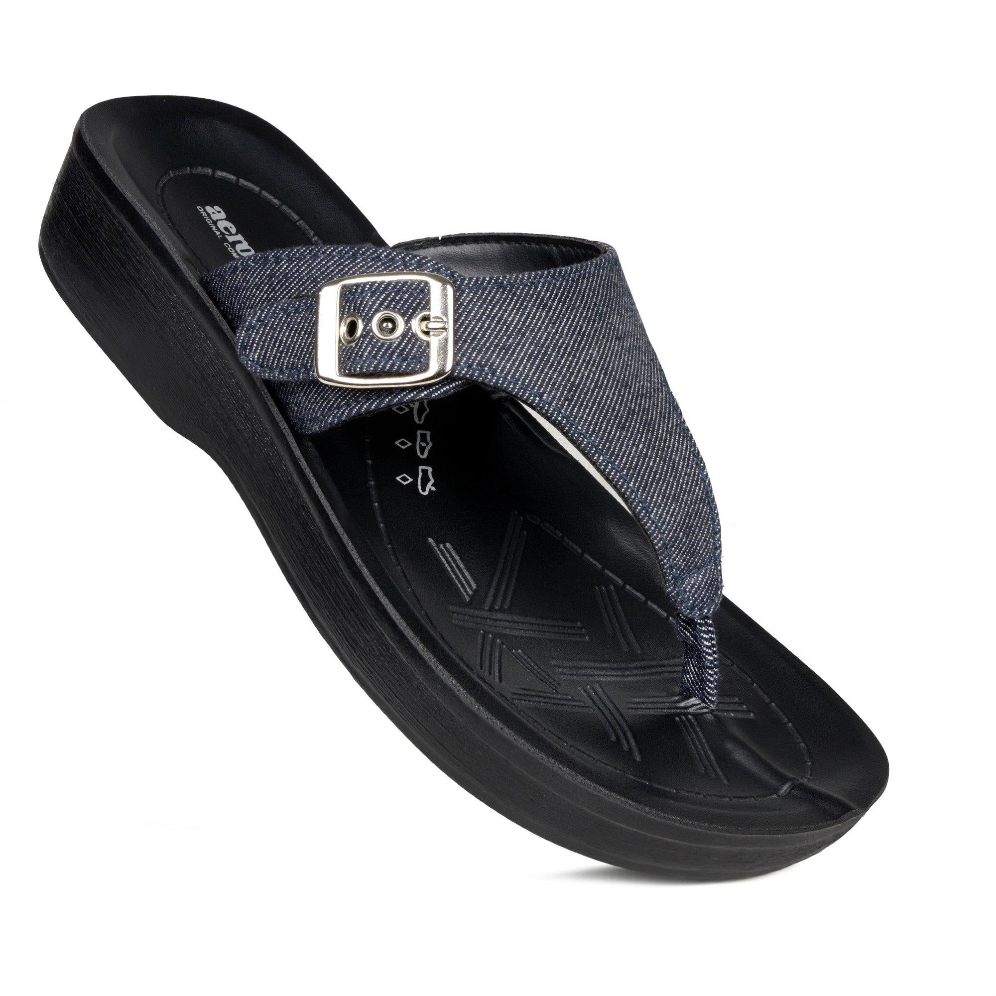 Aerosoft Denimre Adjustable Buckle Women's T Strap Sandals