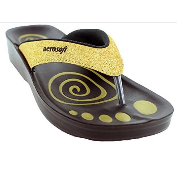 Aerosoft Womens Sandal, Gold, 10