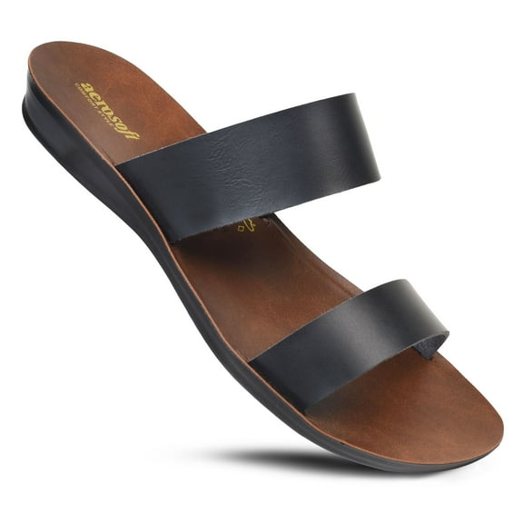 Aerosoft Pansvy Women’s Double Strap Comfort Sandals – Stylish Dressy Flats for Walking & Outdoor Wear