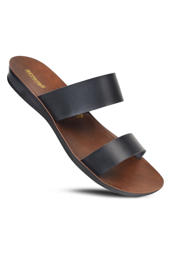 Aerosoft Pansvy Women’s Double Strap Comfort Sandals – Stylish Dressy Flats for Walking & Outdoor Wear