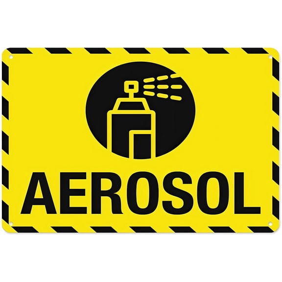 Aerosol Sign 12 x 8 Inches - Aluminum Tin Warning Sign, Indoor Outdoor Home, Garden, Storage, Workshop