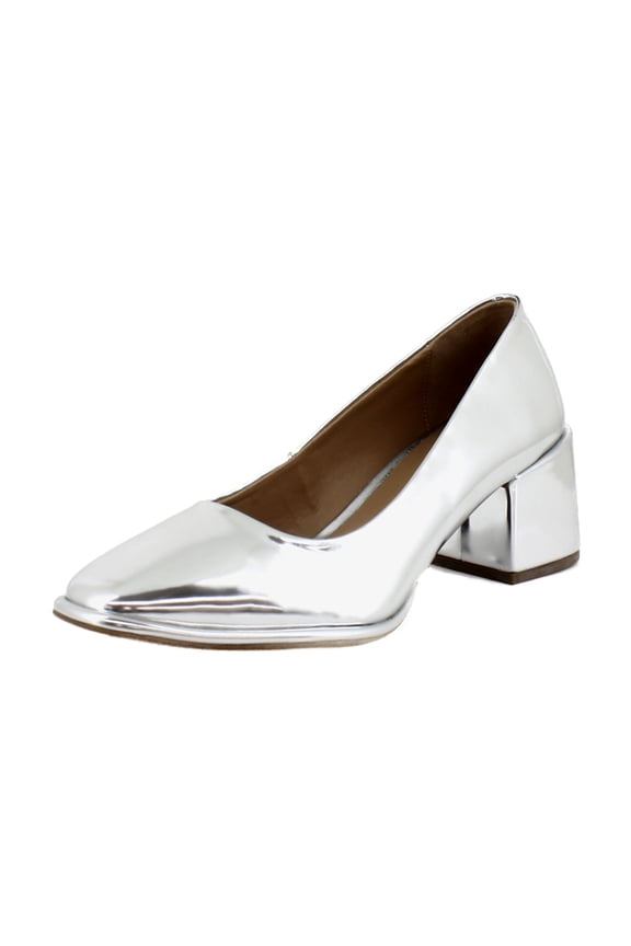 Alae Women's Heels Silver Mirror Metallic Faux Leather Size 6.5 M