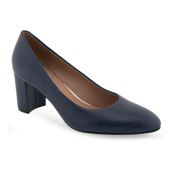 Aerosoles Betsy Women's Leather Dress Pumps Color: Navy Size: 8 WIDE