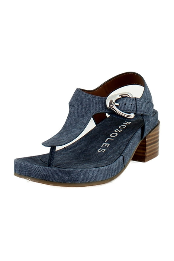 California Women's Sandals Blue Jean Textured Faux Leather Size 9.5 M