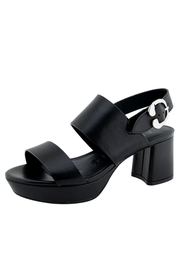 Camera Heeled Sandal Black Leather CAMERA Women's Size 6.5