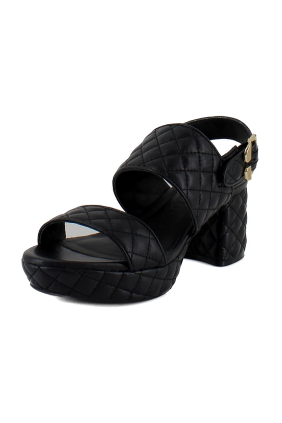 Camera Women's Heels Black Quilted Leather Size 9 M