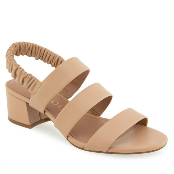 Aerosoles Clarissa Women's Block-Heeled Slingback Sandals Color: Beige Bisque Leather Size: 9 WIDE