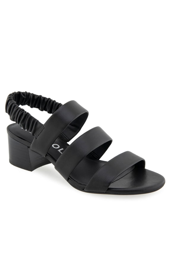 Clarissa Women's Block-Heeled Slingback Sandals Color: Black Leather Size: 9