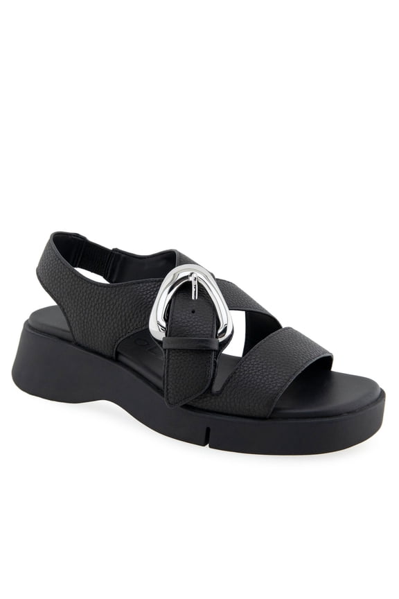 Fez Women's Sandals Black Pebbled Leather Size 7 M