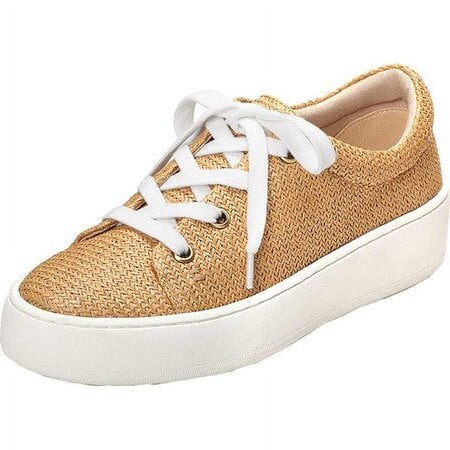 Aerosoles Term Paper Nude Lace Up Fabric White Platform Tennis Shoe Sneaker Natural Fabric 11