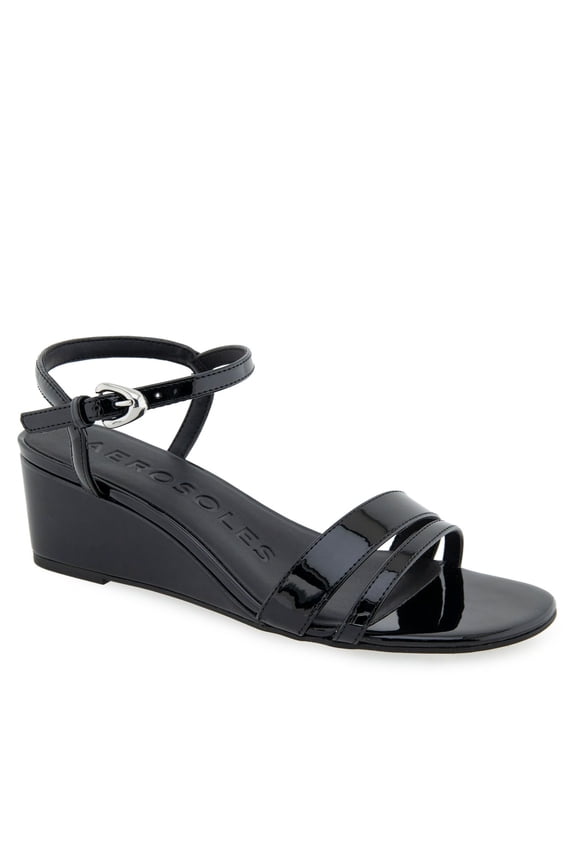 Witt Women's Sandals Black Patent Faux Leather Size 7.5 M