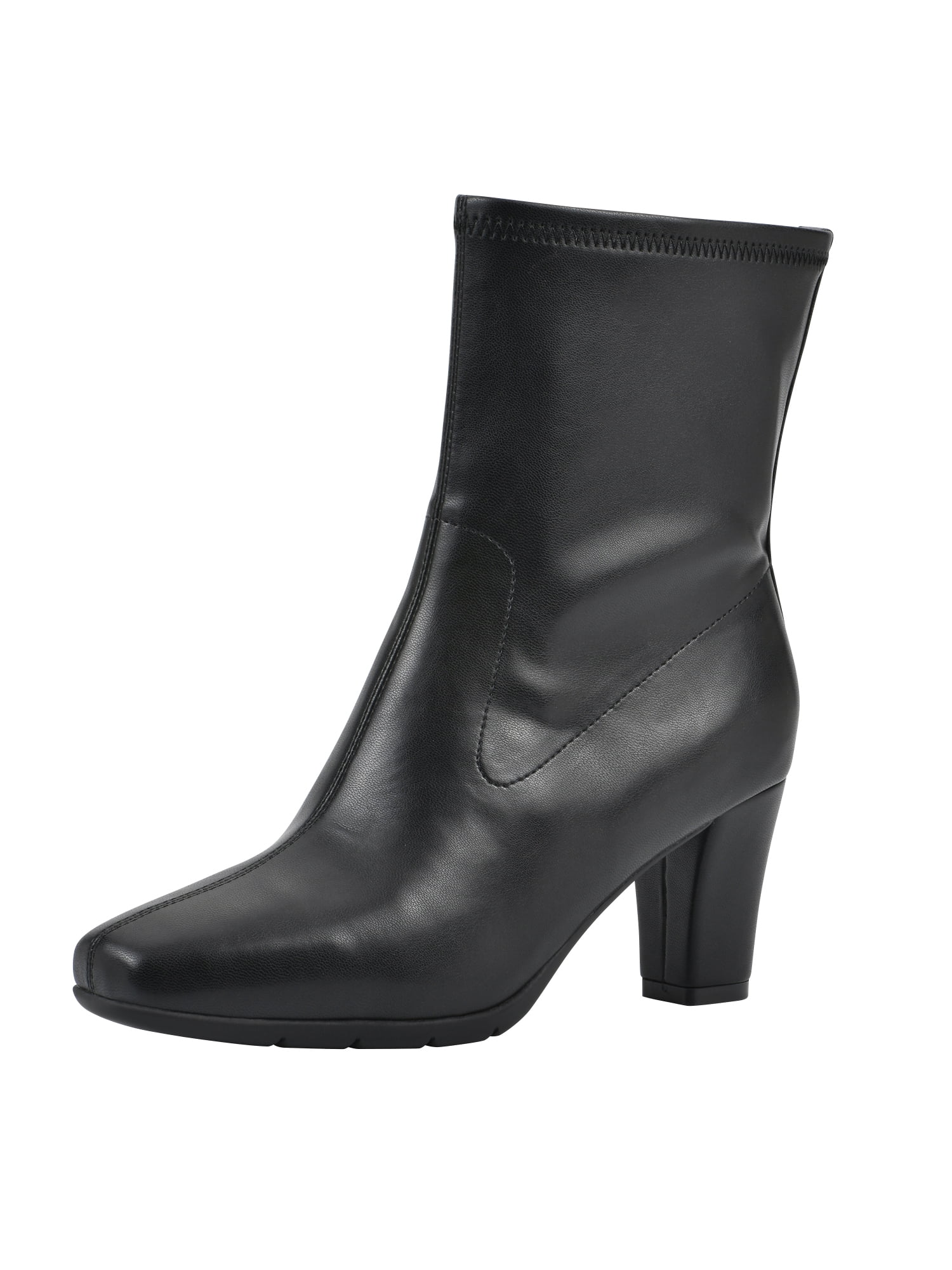 Aerosoles Women's Delancey Ankle Boot - Genuine Leather Western Bootie With Stacked Heel & Heel Rest Tech