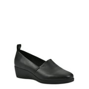 Aerosoles Womens Comfortable Womens Stretch Faux Leather Wedge Shoe, Wide Width