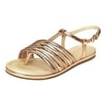 thumbnail image 1 of Aerosoles Women's Droplet Pink Metallic Strappy Flat Caged Gold Sandals (Pink Metallic, 5.5), 1 of 5