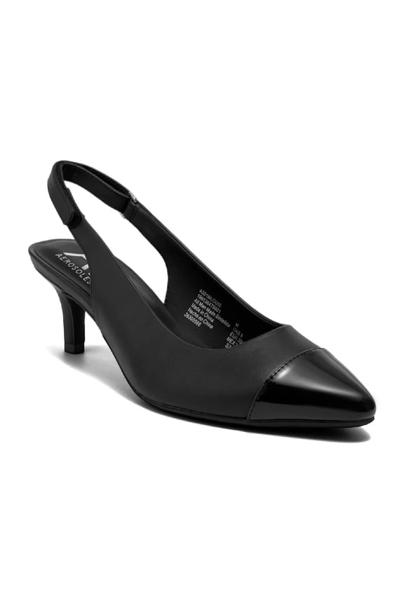 Women's Velcro Slingback Comfort Kitten Heel