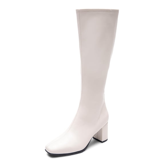 Aerosoles Women's Micah Knee High Boot, Eggnog Stretch Faux Leather, 8