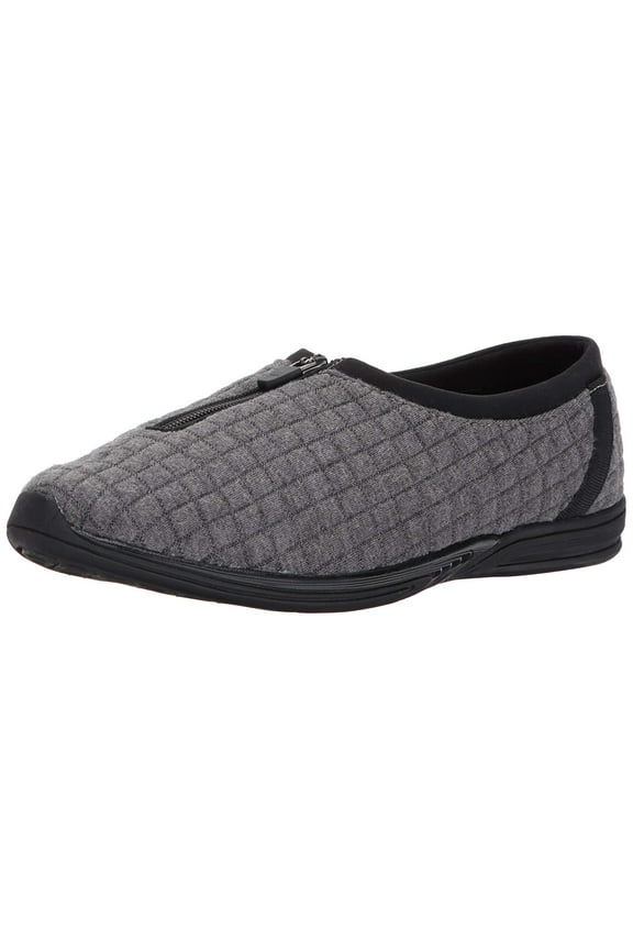 Women's Traveler Memory Foam Zip Flats US 7 Wide Grey Combo