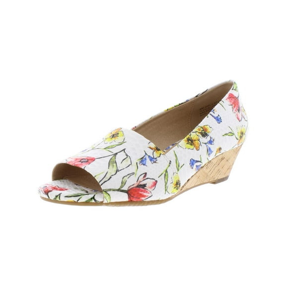 Aerosoles Womens Application Floral Print Peep Toe Wedges