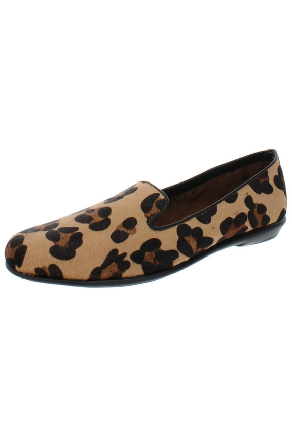 Womens Betunia Leather Calf Hair Smoking Loafers