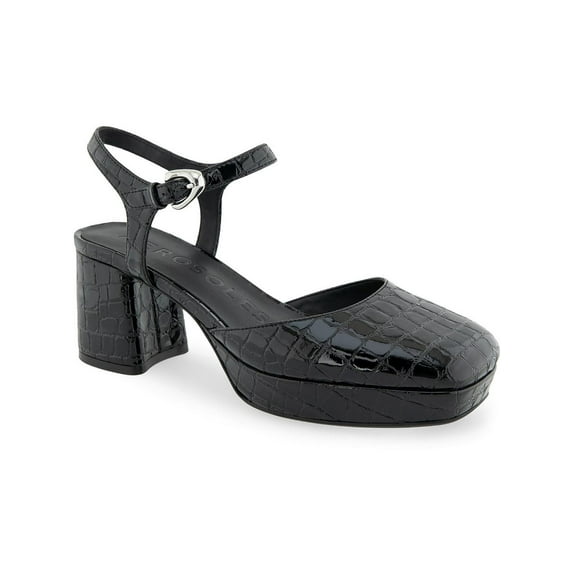 Aerosoles Soir Women's Heels Black Croco Faux Leather Size 7 M