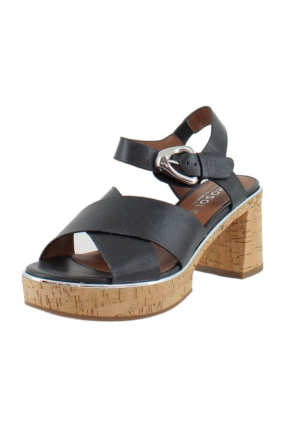 Zephyr Women's Sandals Black Burnished Leather Size 7.5 M