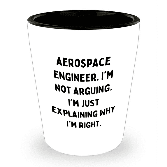 Aerospace Engineer Gift Shot Glass - Explaining Why I'm Right - White, 1.5oz, Ceramic, Birthday Unique Gifts from Friends to Coworkers
