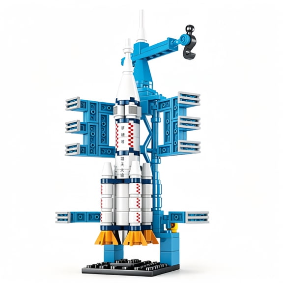 Aerospace Launch Rocket Construction Block Kit 130 Pcs Spacecraft Collectible Model Building Bricks Set