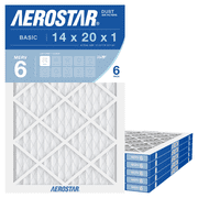 Aerostar 14x20x1 MERV 6 Air Filter, Pleated AC Furnace HVAC, Dust Lint Control, 6 Pack